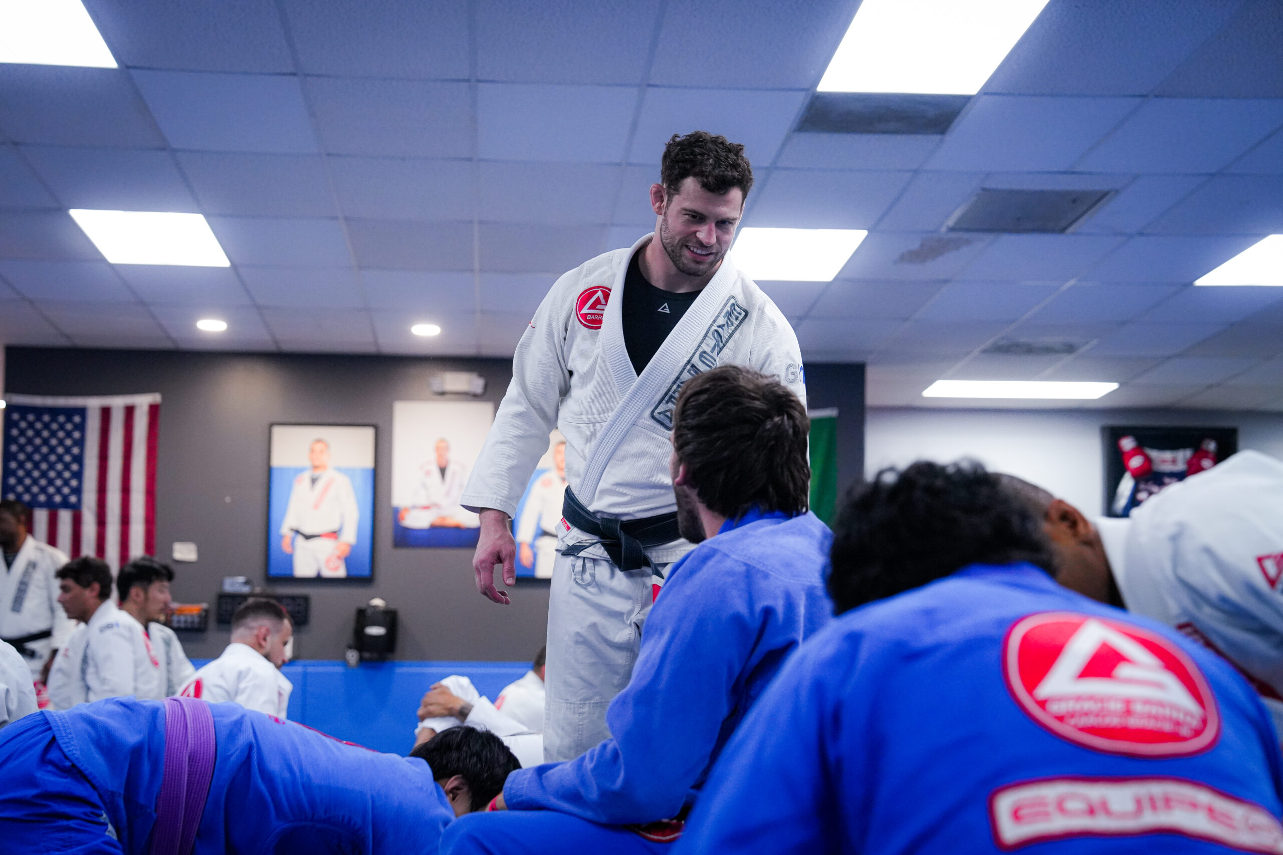 Gracie Barra Westchase black belt coaching an adult Brazilian jiu-jitsu class