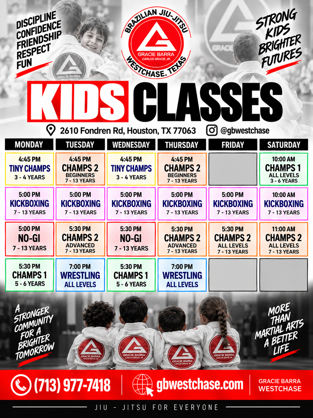 Kids weekly schedule